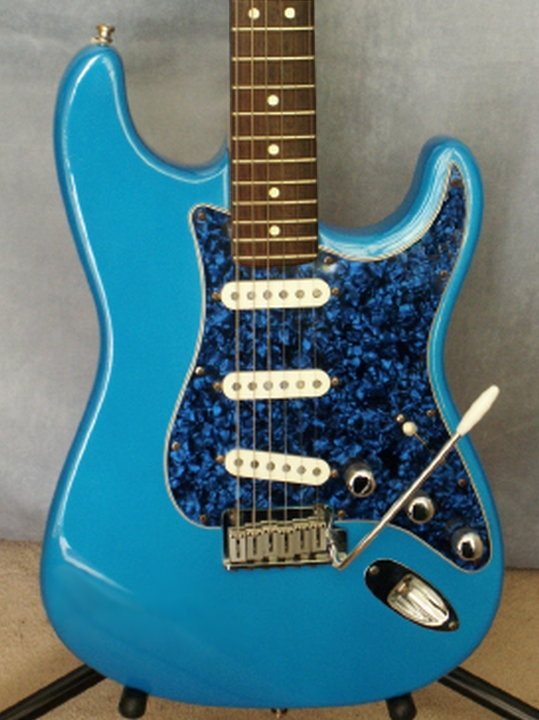 A rare Chrome Blue Strat, with matching Moto scratchplate