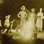 The original daguerreotype image the Singing Cowboys design was based on