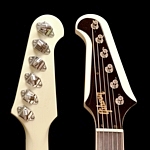 Stylish headstock design and traditional banjo tuners