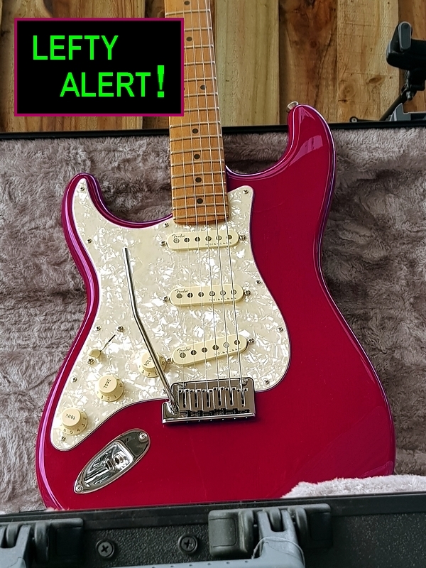 Fender Mod Shop Stratocaster - Crimson Red Transparent over Mahogany - LEFTY