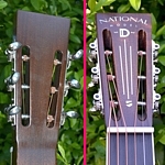 National Reso Phonic Resophonic resonator guitar, Model D. Square neck, spider bridge. 1930s art deco styling