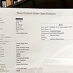 Custom order build sheet